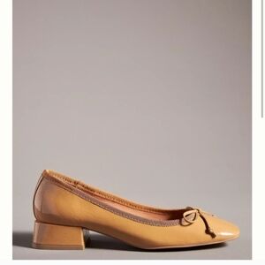 New Bibilou Anthropologie Block Heel Shoes Camel 39 8.5